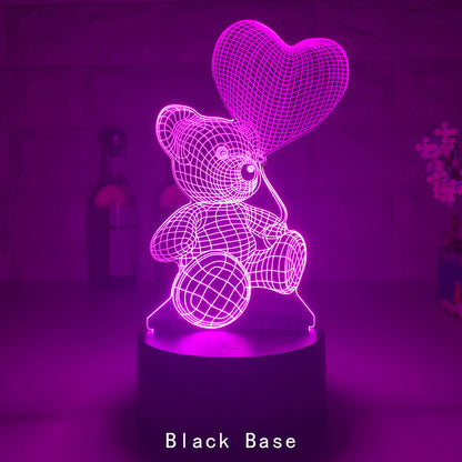 Love Bear Series 3D ljus Creative Night Light LED Visuellt Ljud