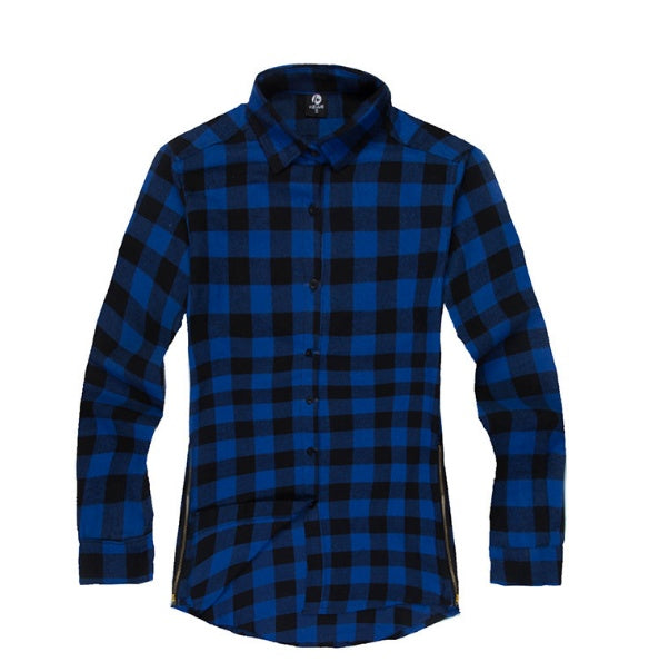 Mens Fashion Hip Hop Shirts Streetwear Urban Clothing Hiphop Men Clothes Plaid Zipper Shirt