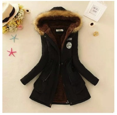 Thick Winter Jacket Women Large Size Long Section Hooded parka outerwear new fashion fur collar Slim padded cotton warm coat