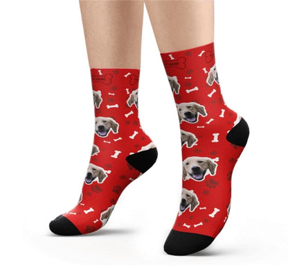 Personaliserad Custom Pet Head Print Socks för hundkat älskare