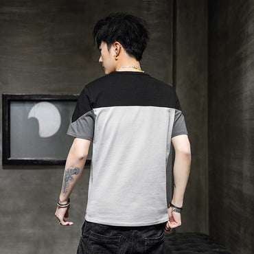 Men's stitching loose casual T-shirt