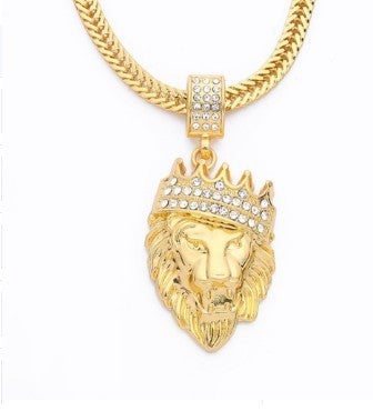 Collier pendentif tête de lion pour hommes