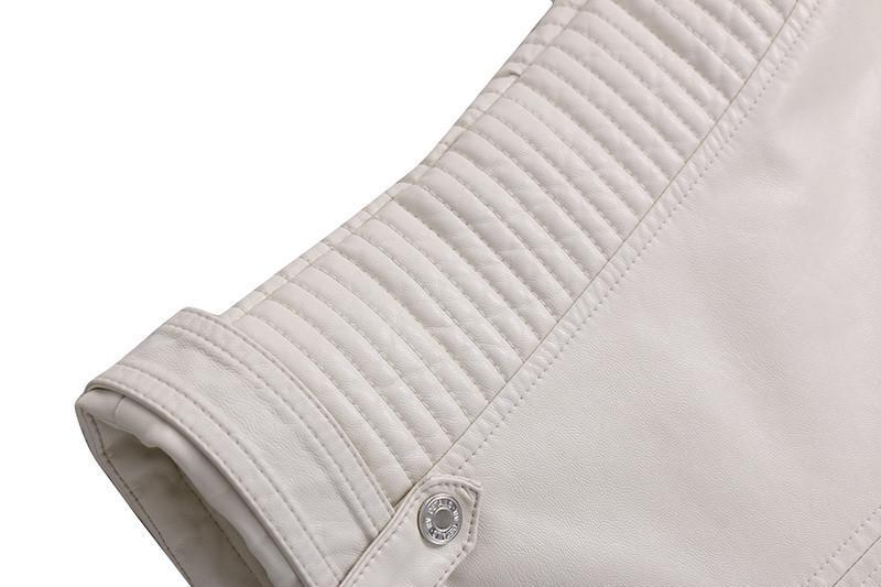 VESTE CHAUDE EN SIMILI CUIR AVEC COL FOURRURE DÉTACHABLE