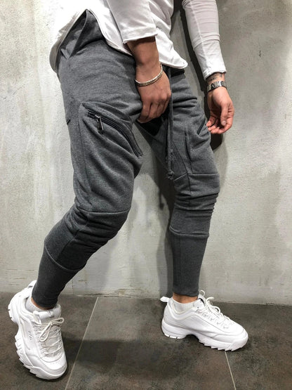 Men Sports Zipper Casual Pants