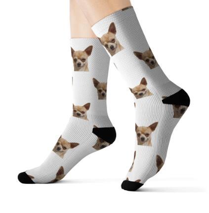 Personaliserad Custom Pet Head Print Socks för hundkat älskare