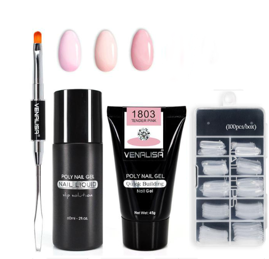 Venalisa Poly Gel à ongles Kit ongles Fesign constructeur Gel à ongles acrylique Transparent cristal Coumuflage ensemble ongles étendre gelée Gel vernis