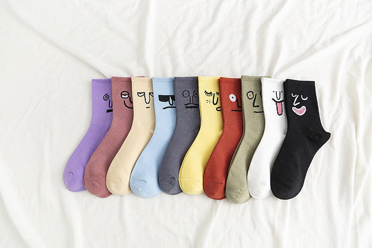 Funny expression jacquard socks