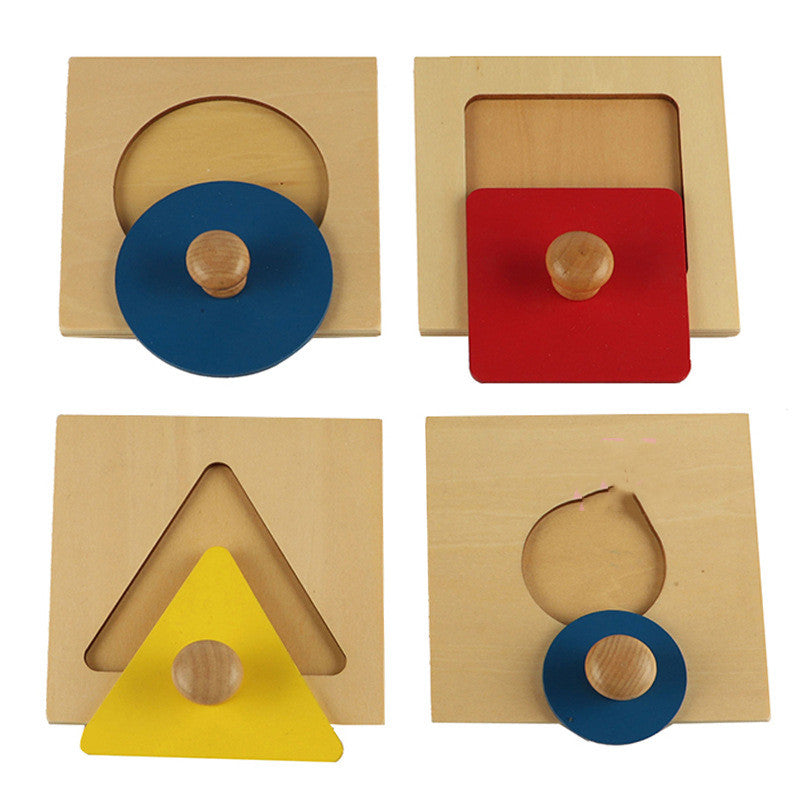 Sensory Puzzles To Recognize Four Kinds Of Geometric Jigsaw Puzzle Toys