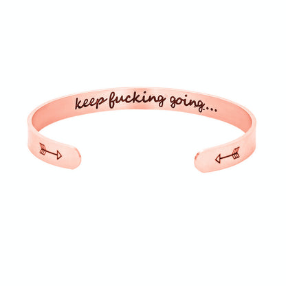 Mantra armband med citat rostfritt stål Cuff Inspirational smycken Graduation Gåva