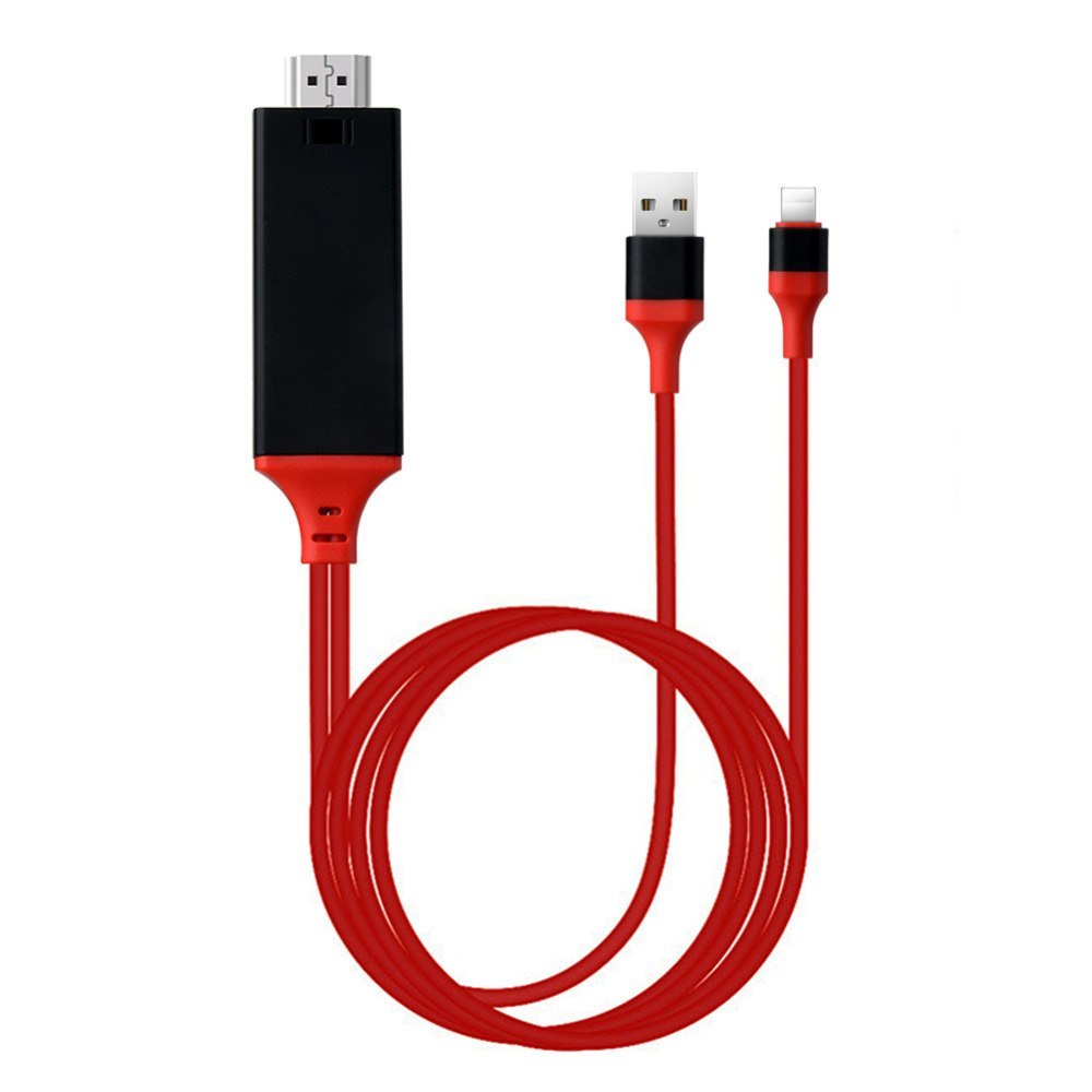 USB 1080P 2M 8 stift till HDMI TV AV-adapterkabel för iPhone 5 6 6S 7 7 Plus