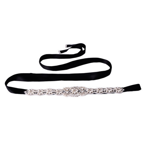 Bridal wedding belt with rhinestone decoration