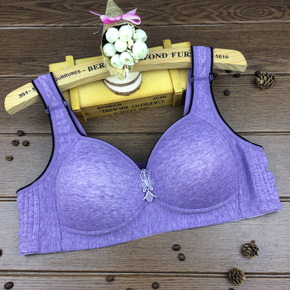 Stor storlek BH Bomull Utan Stålring Sport Bekväm Tunn BH Underkläder Dam