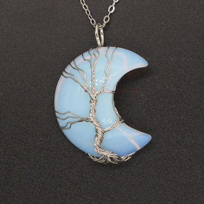 Natural Crystal Moon Pendant