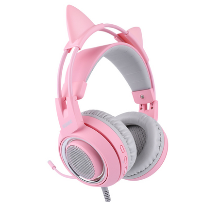 G951 casque de jeu USB 7.1 casques de son Surround virtuel LED écouteurs d'oreille de chat