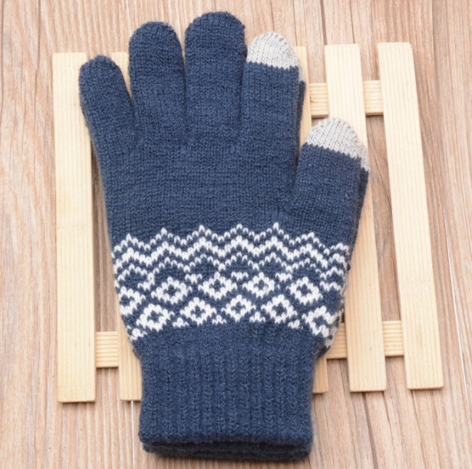 Knit Gloves Ladies Jacquard Touch Screen Warm Fashion Winter Gloves