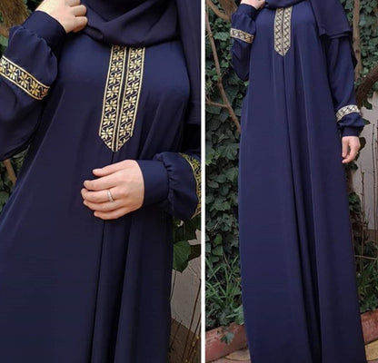 Robe longue musulmane Abaya Jilbab imprimée grande taille pour femmes