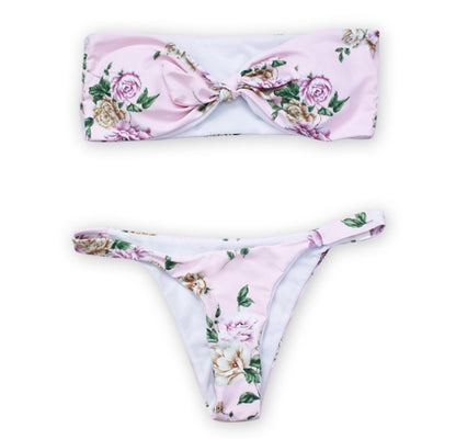Bandeau Bikini Floral Swimwear Print Swimsuit Brazilian Biquini Sexy Thong Bikinis Set Bow Bathing Suit Maillot De Bain S-L