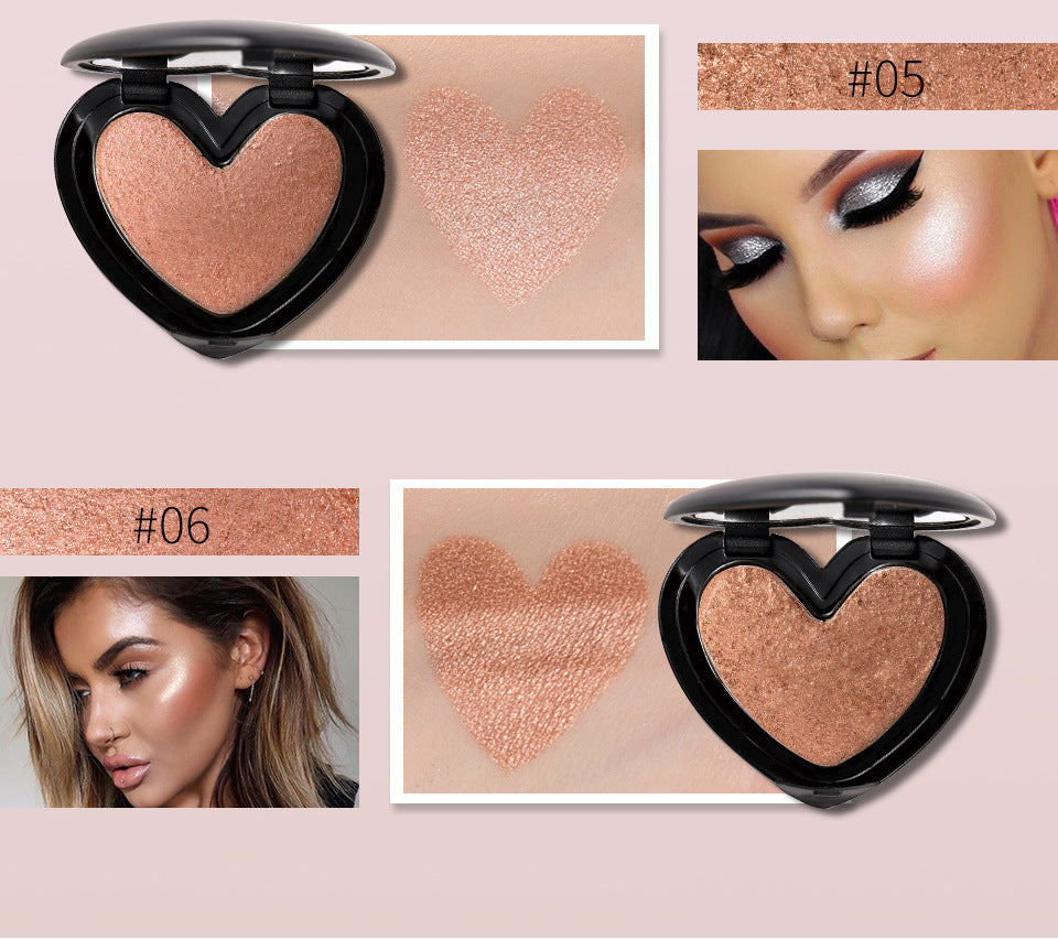 Guld Highlighter Palett Kosmetisk Iluminador Face Contour Glow Makeup Brons Powder Roze Shimmer High Lighter Heart 