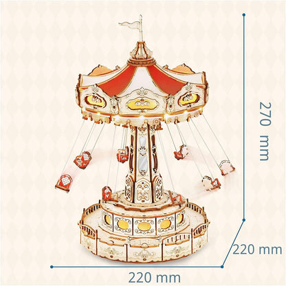 Robotime Rokr parc d'attractions magique balançoire tour 3D puzzles en bois Kit de modèle de Construction bricolage boîte à musique Kits de Construction rotatifs