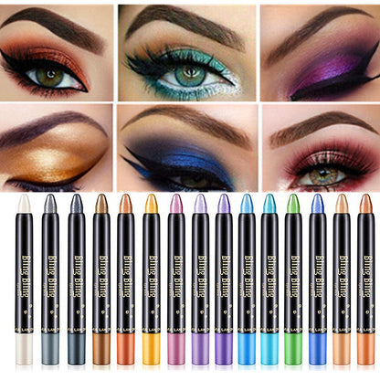 Pearlescent Silkworm Eyeshadow Pen Varaktig Vattentät och inte blommande Glänsande Pearlescent Gel Pen 15 färger ögonskuggspenna