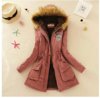 Thick Winter Jacket Women Large Size Long Section Hooded parka outerwear new fashion fur collar Slim padded cotton warm coat