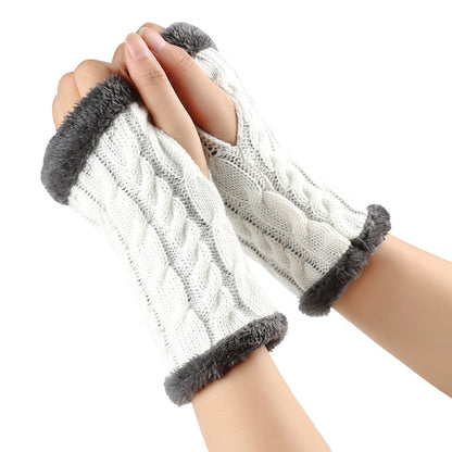 Gants en peluche d'hiver pour femmes, tricotés sans doigts, en polaire, chauds et épais, en laine