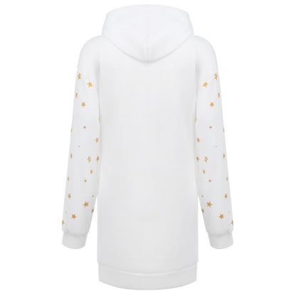 Pull à capuche et manches longues avec poche mi-longue imprimée, offre spéciale de noël