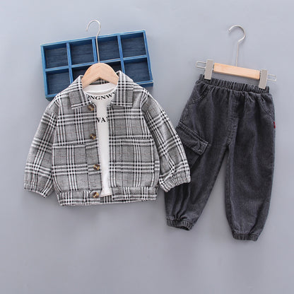 Baby Boy Long Sleeve Plaid Suit
