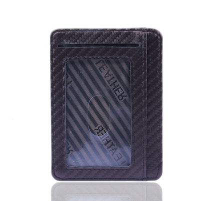 New Fashion Pu Leather Carbon Fiber Wallet Mini Slim Wallets Business Men Credit Card ID Holder with RFID Anti-chief Purse