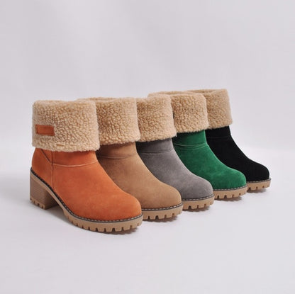 Women's Suede Winter Boots - Martin Style Platform - Arctic Collection