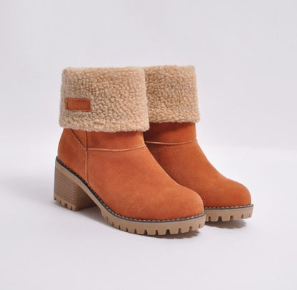 Women's Suede Winter Boots - Martin Style Platform - Arctic Collection