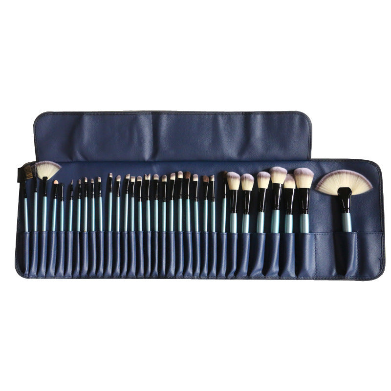 32 pinceaux de maquillage bleus