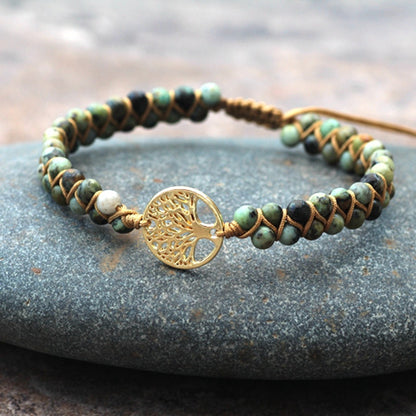 Natural stone hand-woven ladies bracelet