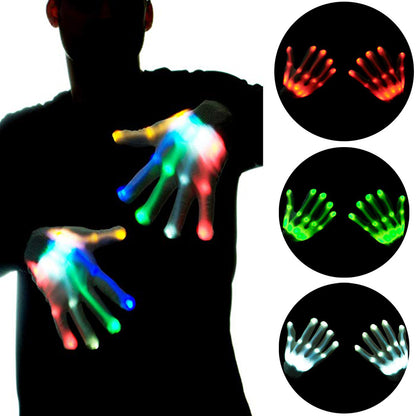 1Pair Chic LED Light Up Skeleton Hand Gloves Halloween Christmas Costume Decor