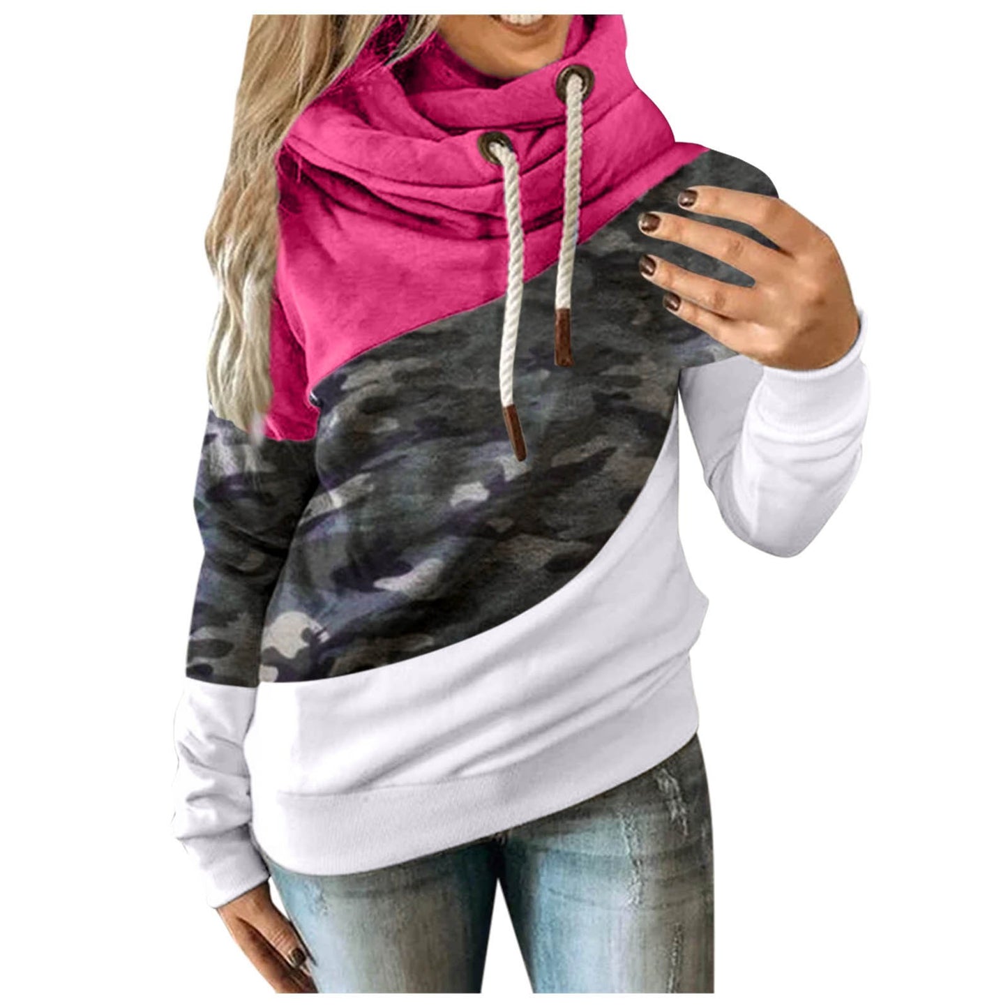 Sweat-shirt à capuche camouflage pour femme