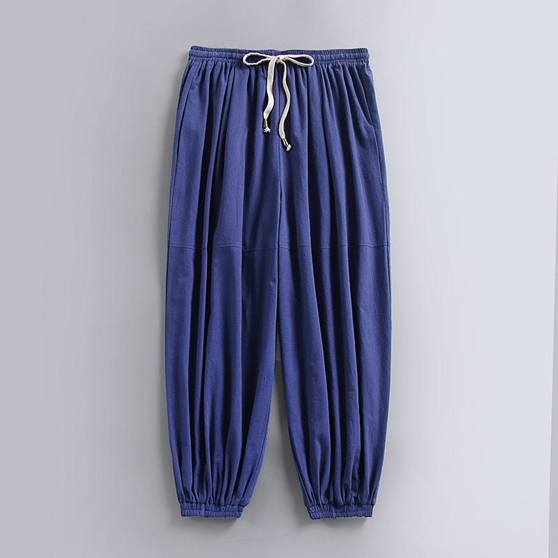 Ankle Banded Slacks Thin Breathable Cotton And Linen