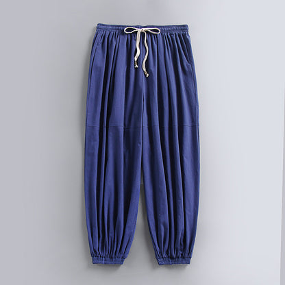 Ankle Banded Slacks Thin Breathable Cotton And Linen