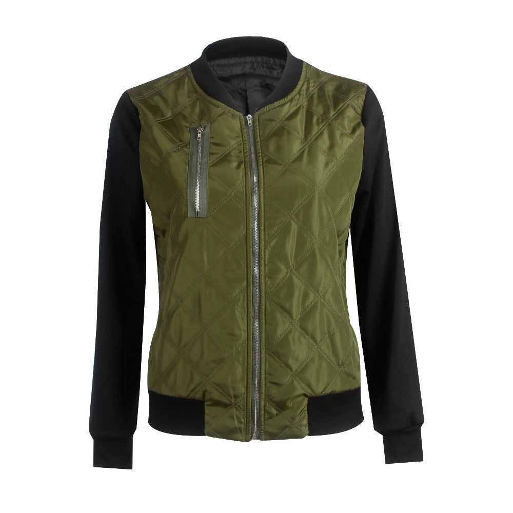 autumn and winter new solid color fashion zipped cotton jacket women jacket