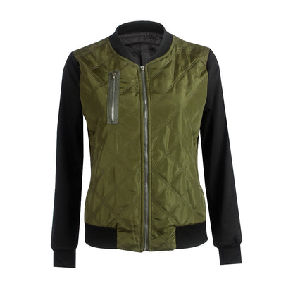 autumn and winter new solid color fashion zipped cotton jacket women jacket
