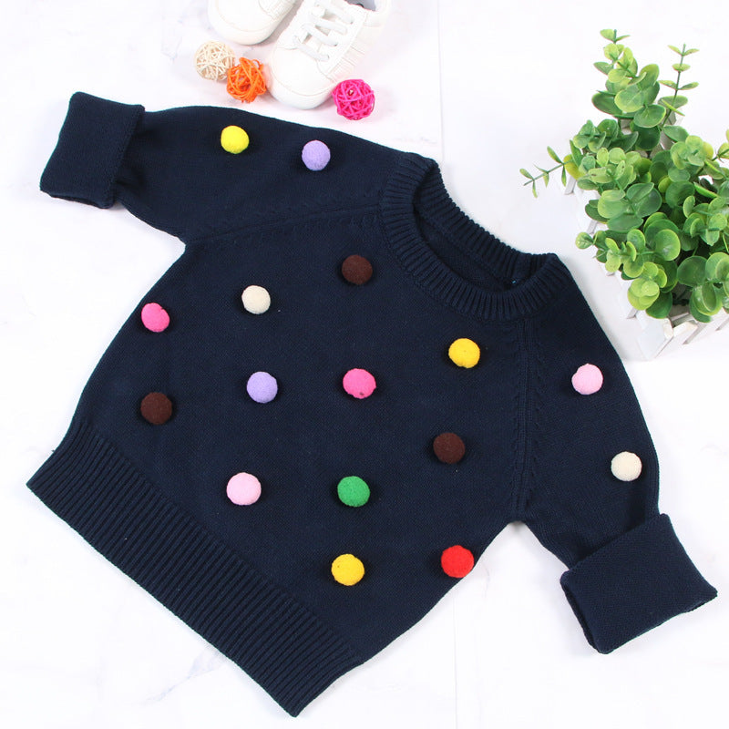 Cardigan flickor vinter Kids tröja bollar Design Baby stickade Cardigans Casual Toddler Pojkar Sweater Woolen Fleece Tjeja Tröjar