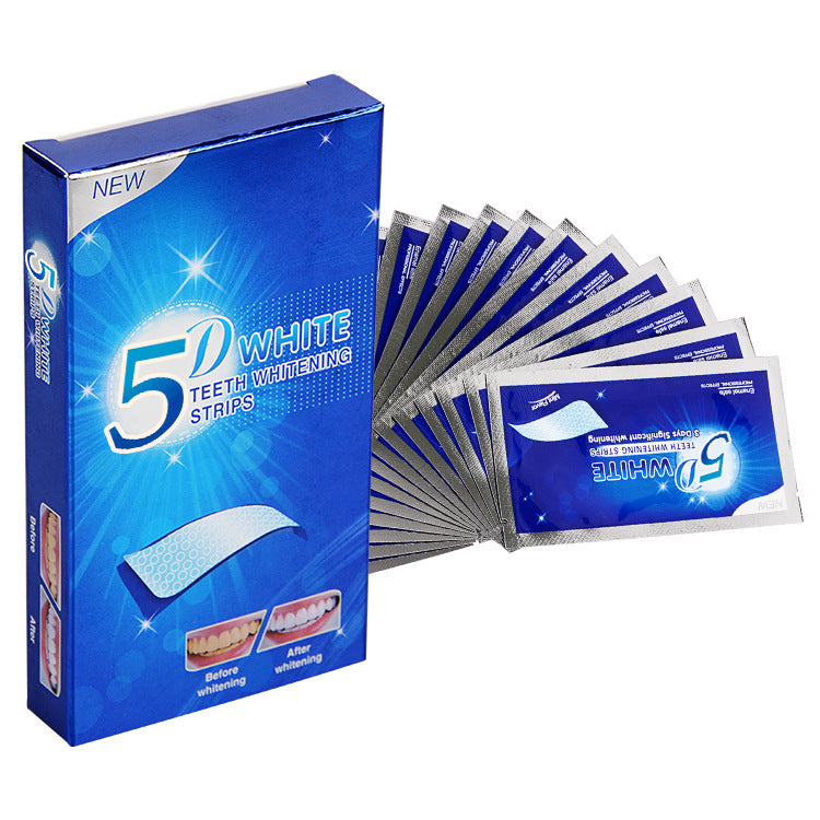 5D Gel tandblekningsremsor White Tooth Dental Kit Oral Hygiene Care Strip för löständer faner Tandläkare Seks Whiten Gel