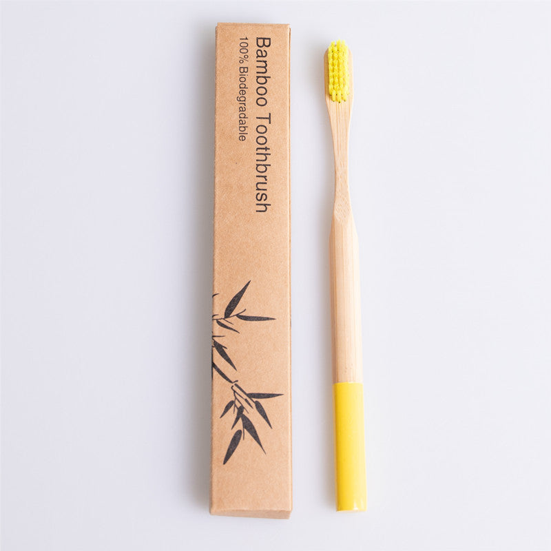 Round Bamboo Toothbrush with Natural Bamboo Handle