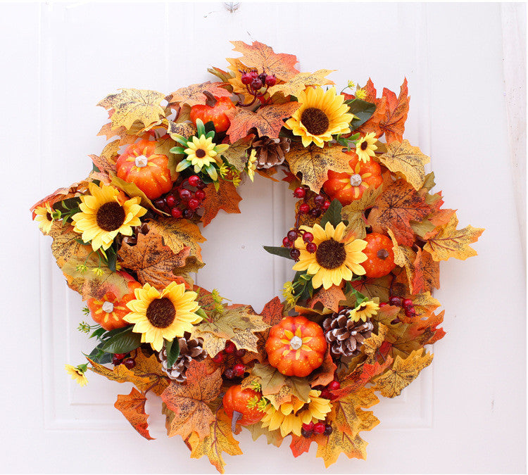 Halloween Thanksgiving Autumn Frost Leaf Pumpkin Simulation Garland Props Home Decor