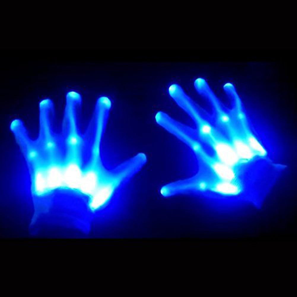 1Pair Chic LED Light Up Skeleton Hand Gloves Halloween Christmas Costume Decor