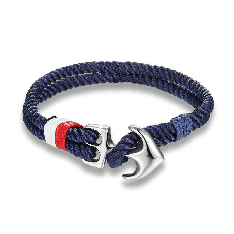 Högkvalitativa ankararmband Herr Charm Nautisk Överlevnadsrep Kedja Paracord Armband Manlig Wrap Metall Sport Krokar 