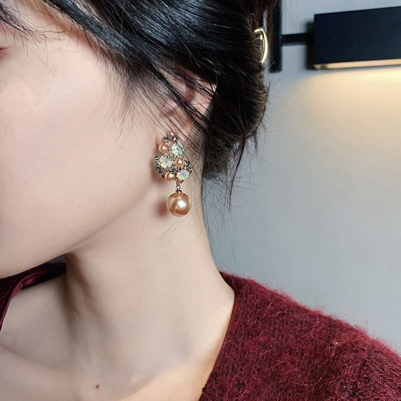 French Style Personalized Fashion Pearl Flower Earrings