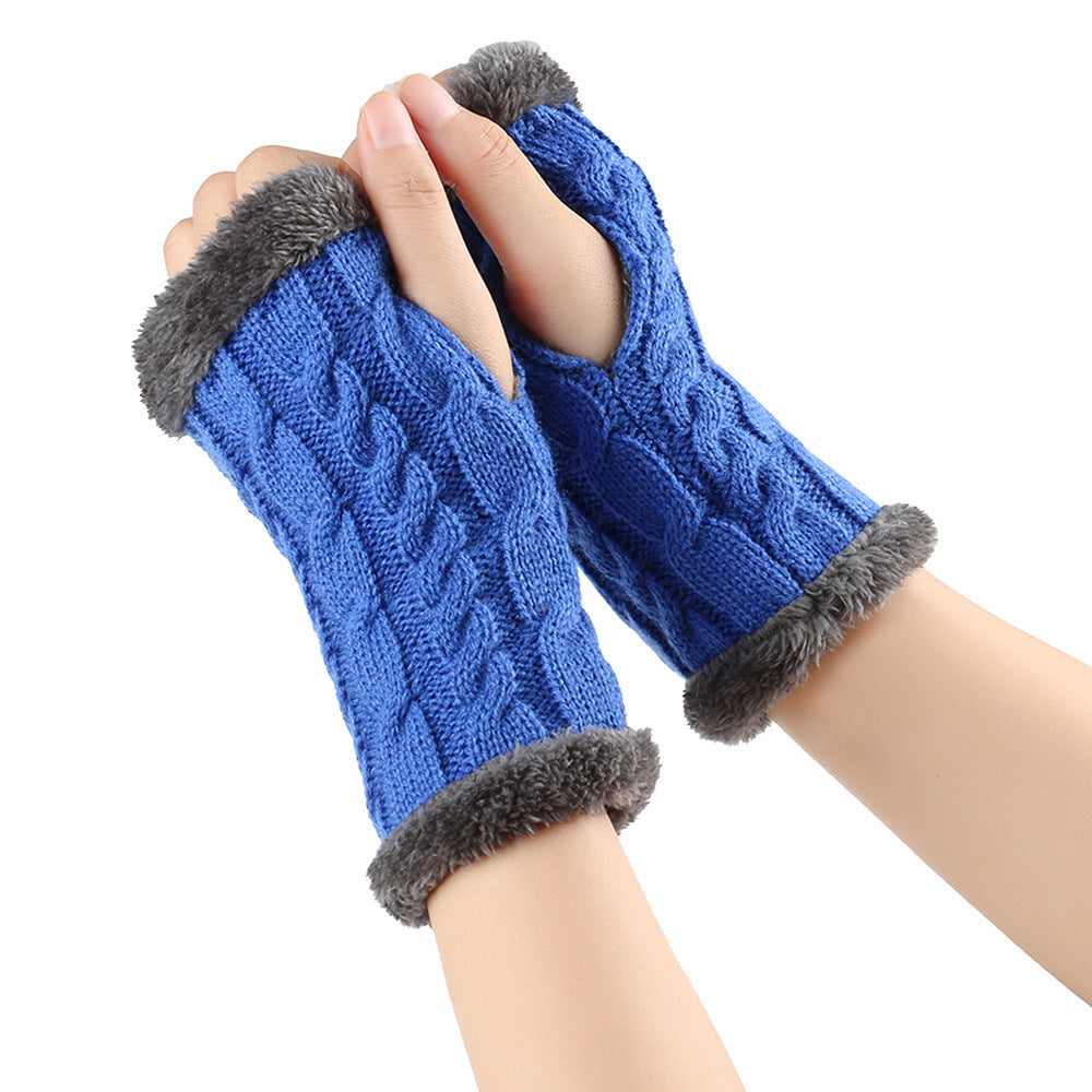 Gants en peluche d'hiver pour femmes, tricotés sans doigts, en polaire, chauds et épais, en laine