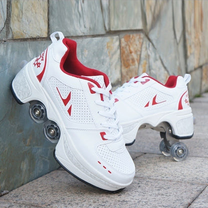 Four wheeled tiktok shoes for men and women pulley