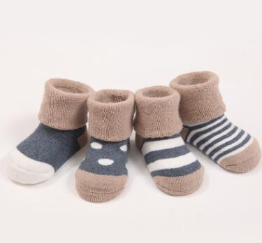 Cute Newborn Baby Sets Kids Winter Warm Soft Cotton Striped Soft Stitches Socks Socks 0-3 Years Old