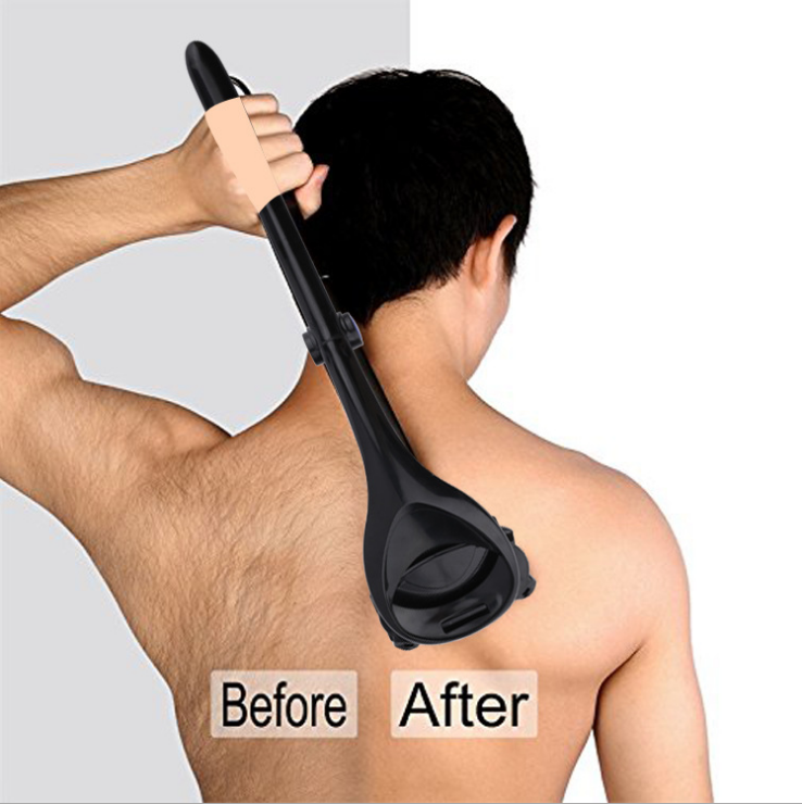 Men Back Shaver 2.0 Back Hair Rakapparat Två huvudblad Vikbar trimmer Kropp Ben Rakhyvel Långt handtag Borttagning rakhyvlar